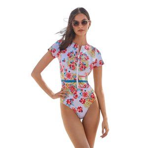 Johnny Was Japer Neoprene One Piece SCUBA Swimsuit Medium Boho Floral